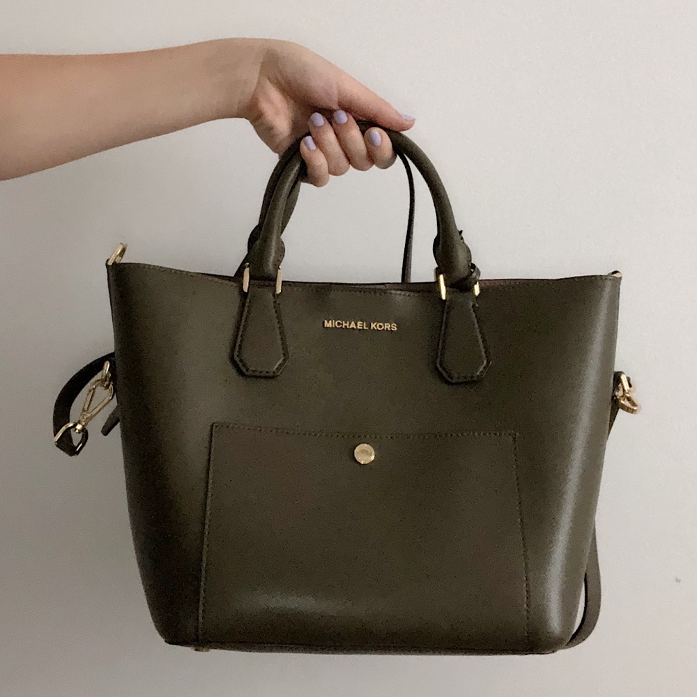 Michael Kors Trista Large Leather Tote Grab Bag